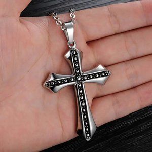 Vintage Cross Pendant with Necklace Chain Fashion Jewelry